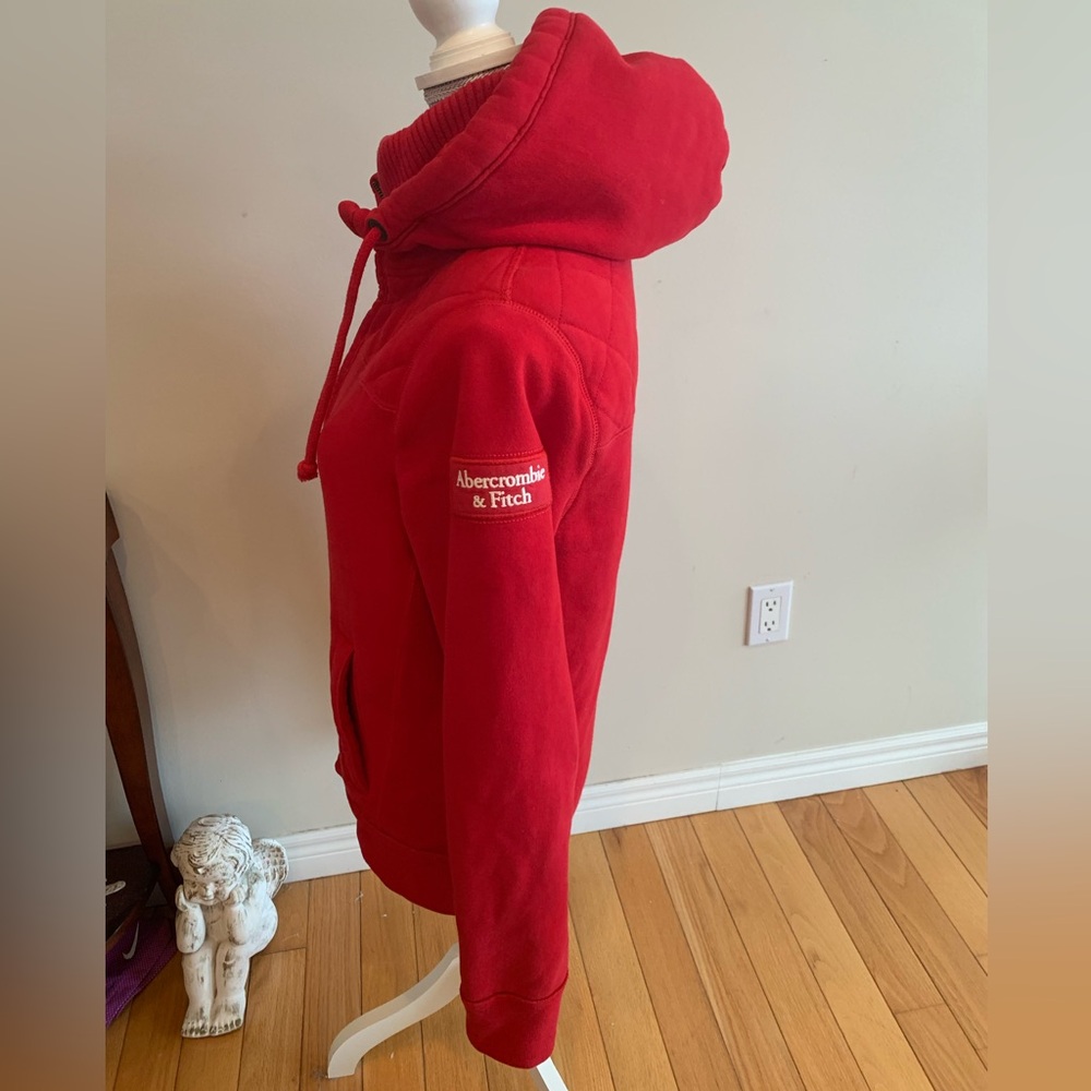 Abercrombie & Fitch Red Quilted Double Zipper Hoodie/Jacket - Picture 4 of 10
